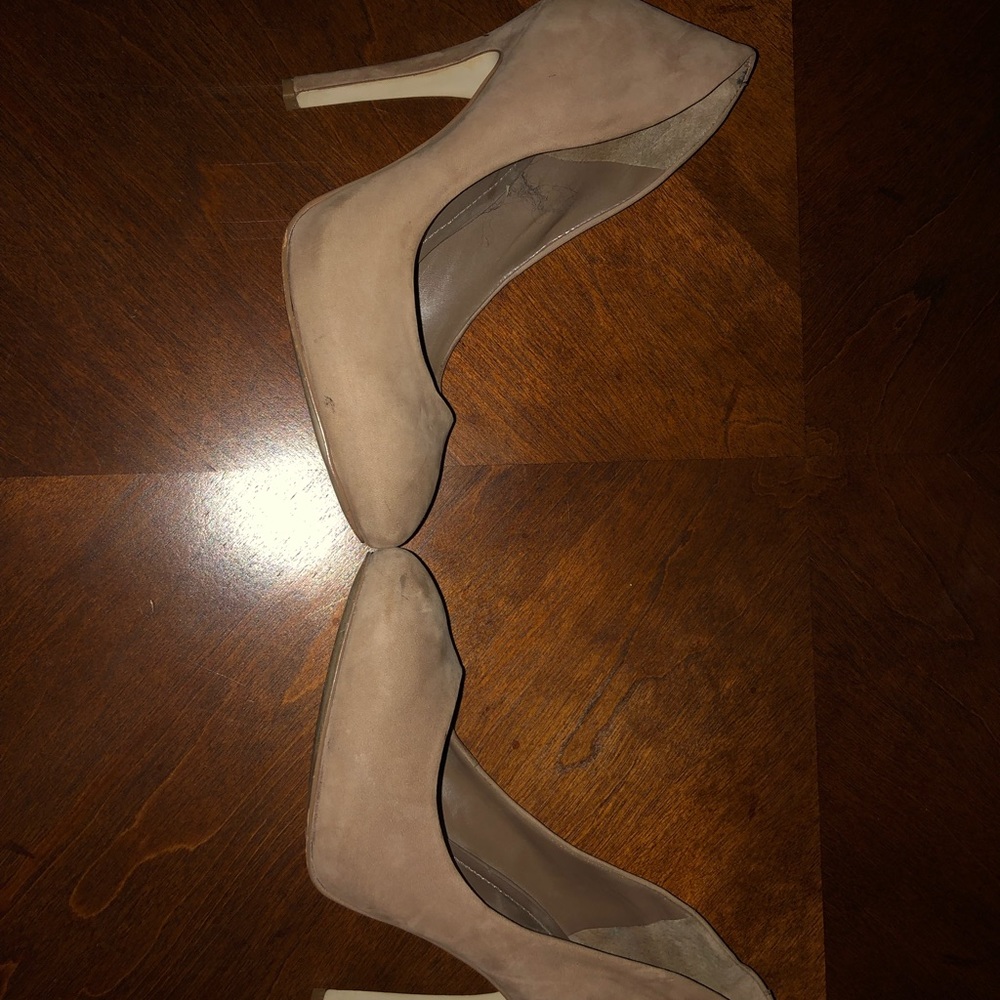 BCBG nude suede pumps